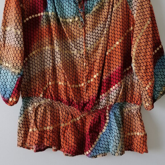 Cato Womens Multicolor Round Keyhole Neck Circle Print Blouse Top Size 26/28W - Picture 3 of 7